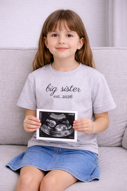 Big Sister Est. 2026 Kids Tee